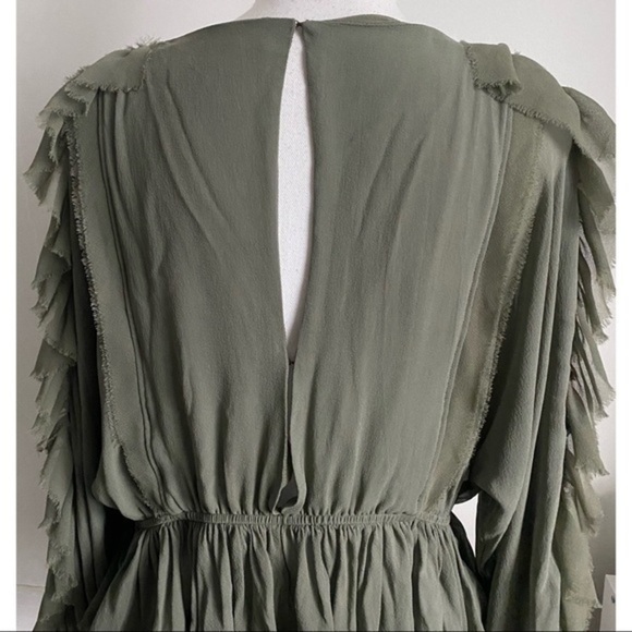 Love Shack Fancy • Olive Green Ruffle Nellie Sleeve Top - Picture 8 of 14